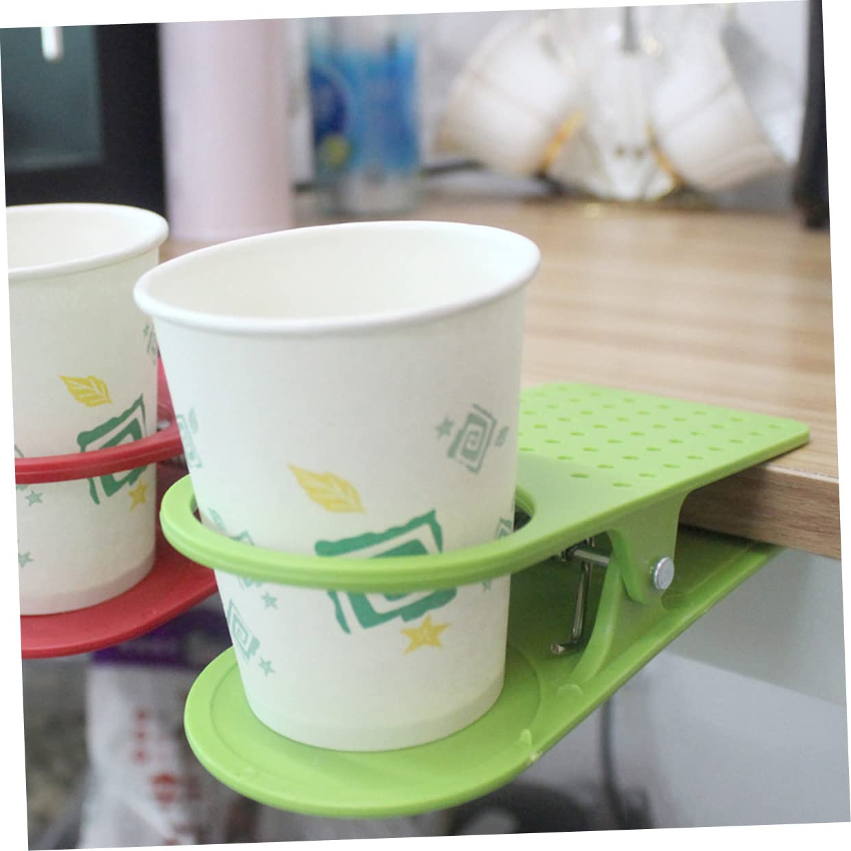 Housoutil 3pcs Drinking Cup Holder Clip Water Holder Clamp Table Side Clip Water Clip Korean Office Cup Holder Clip Mug Holder Clamp