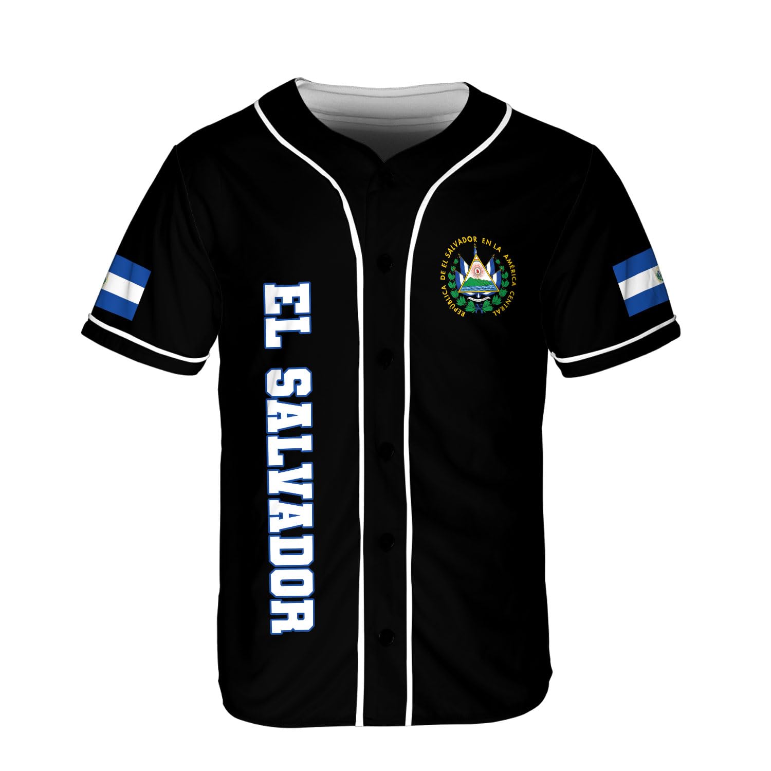 Parvii Personalized El Salvador Proud Baseball Jersey, El Salvador Shirt, Men's Small-5X-Large Black Modern Baseball Jersey with Short Sleeves