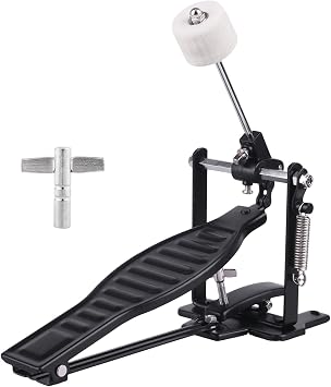 Drums Pedal Black Aluminum Alloy Children Rack Drums Pedal Set with Drum Beater Stick & Drum Key