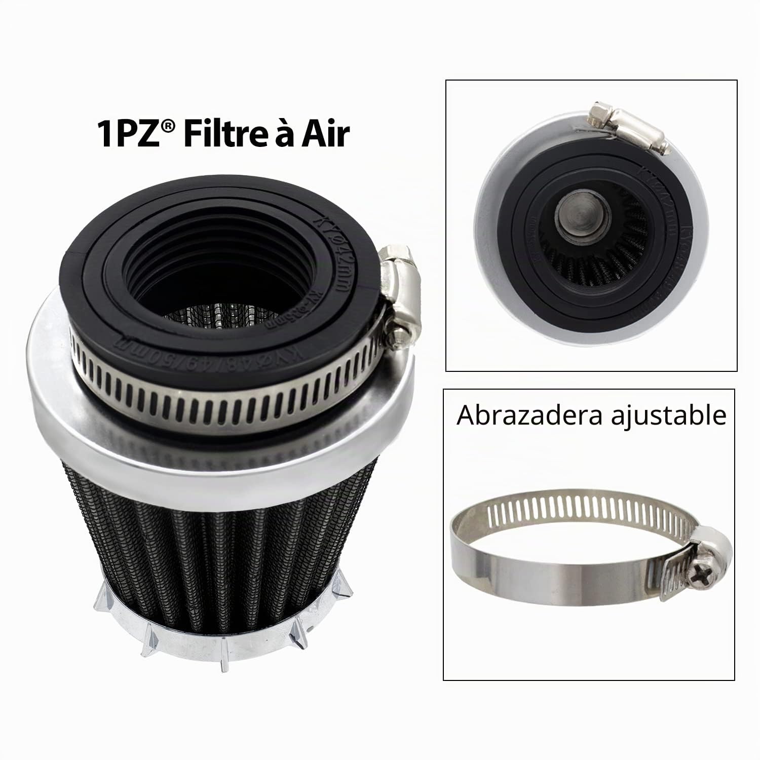 1PZ ES2-A3U 2 Filtros de aire Universal Moto 35 42 48 49 50mm Reemplazo para CB250 CB650 50cc 90cc 110cc 125cc 140cc 200cc 250cc DT250 SSR ATV Scooter Quad Go Kart Pit Dirt Bike
