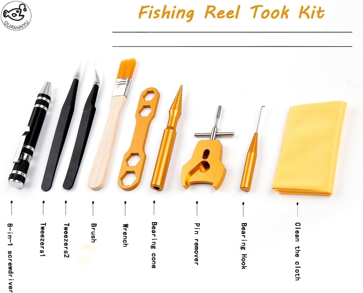QUA'ANNYU Fishing Reel Maintenance Kit, Professional Tool Set for Reel Cleaning, Care and Repair, 24/30/38-in-1 Screwdriver Set