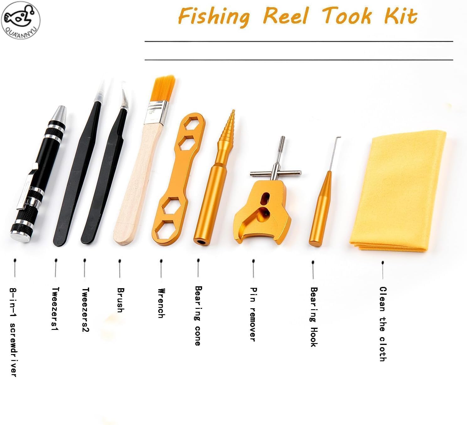 QUA'ANNYU Fishing Reel Maintenance Kit, Professional Fishing Reel Care & Repair Tool Set with 24/30/38-in-1 Screwdriver Set