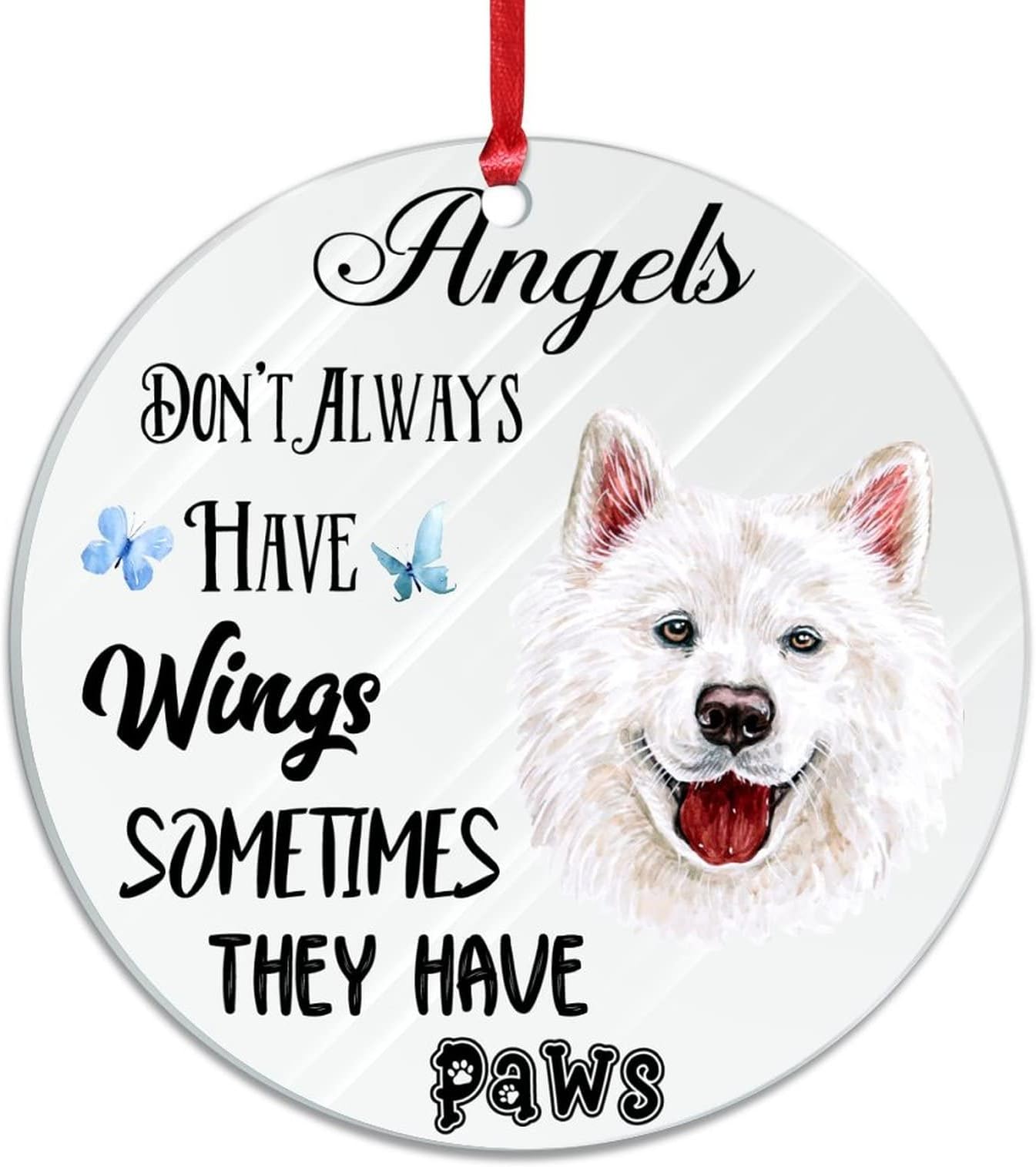Angels Don't Always Have Wings Acrylic Christmas Ornament Chihuahua Dog Christmas Hanging Ornaments Spoiled Dogs 3 Inch With Red String Hanging Ornaments for Winter Christmas