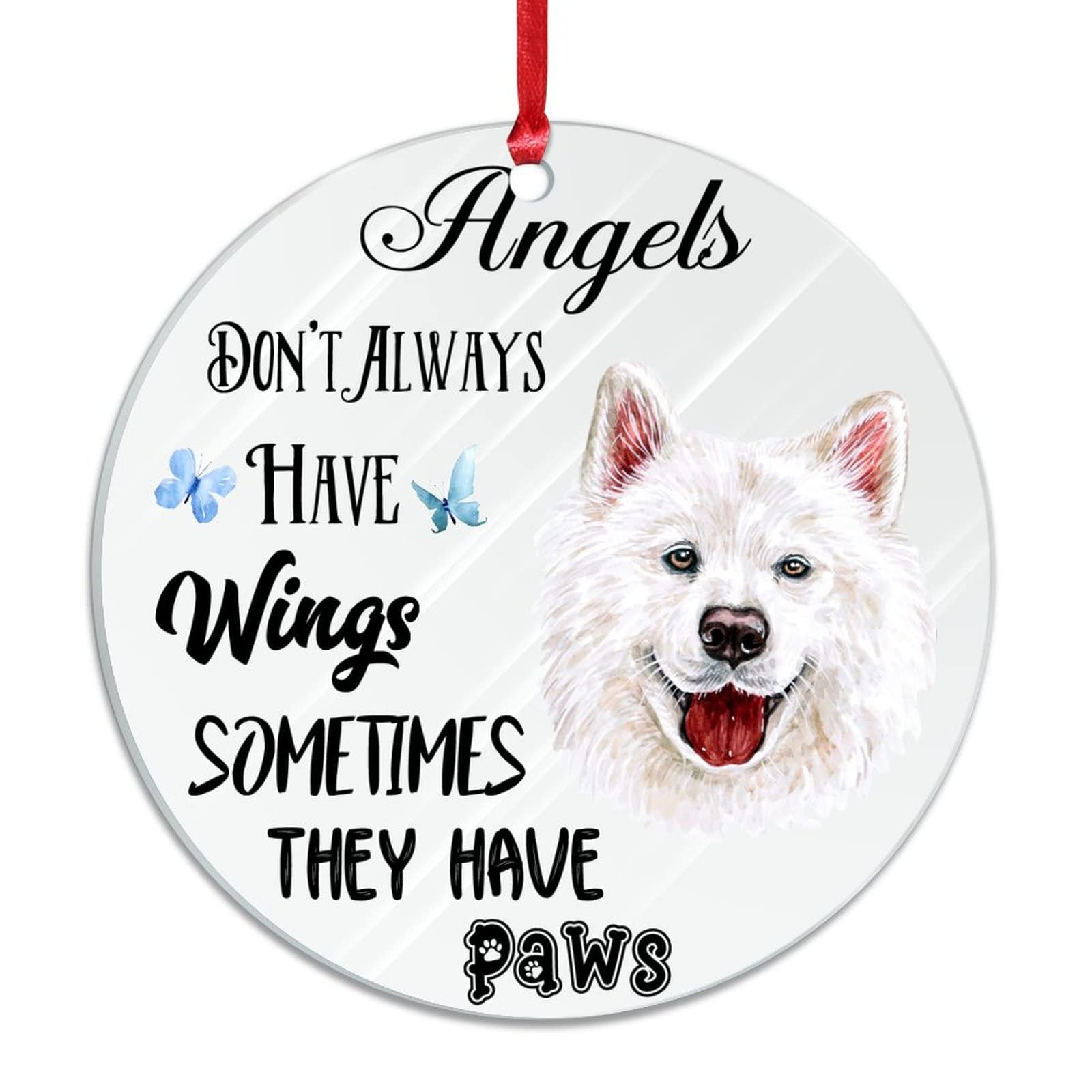 Angels Don't Always Have Wings Acrylic Christmas Ornament Chihuahua Dog Christmas Hanging Ornaments Spoiled Dogs 3 Inch With Red String Hanging Ornaments for Winter Christmas