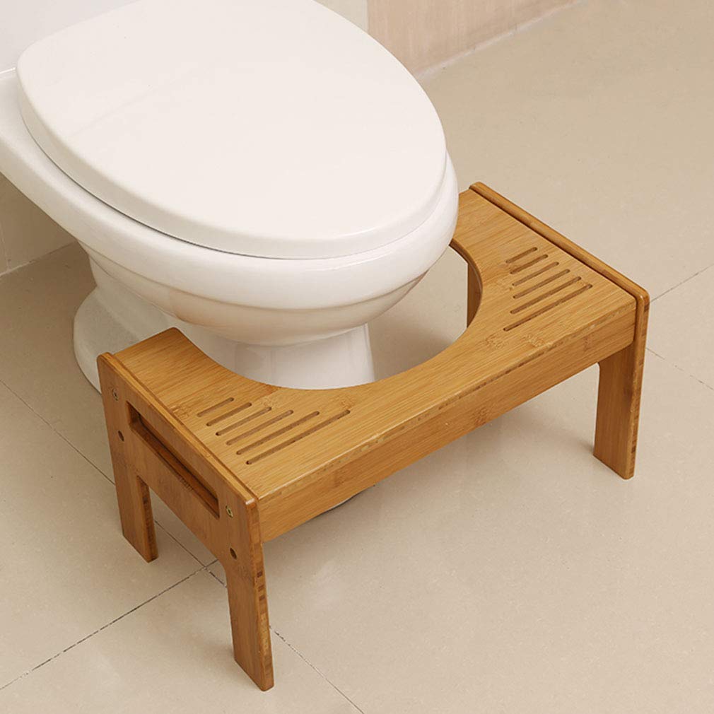Taburete de inodoro ajustable de madera de bambú natural antideslizante superficie taburete de ducha adultos 45,5 x 24,5 x 28 cm (color: A, tamaño: 45,5 x 24,5 x 28 cm)