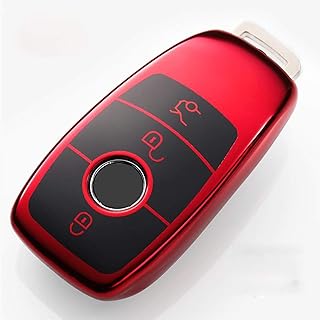 Ritimsso for Mercedes Benz Key Fob Cover, Premium and Fashion Appearance Key Case Cover for Mercedes Benz E Class, 2018 up S Class, 2017 2018 W213 Keyless Smart Key Fob-Red