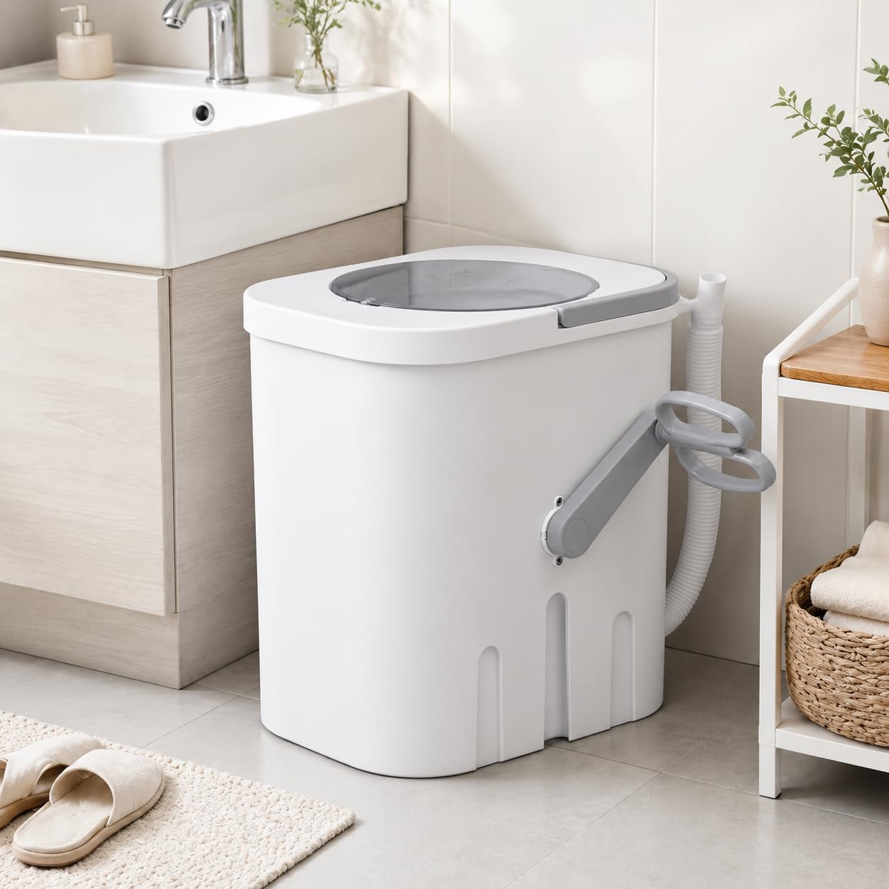 Mini lavatrice con manovella, lavatrice portatile da campeggio senza elettricità