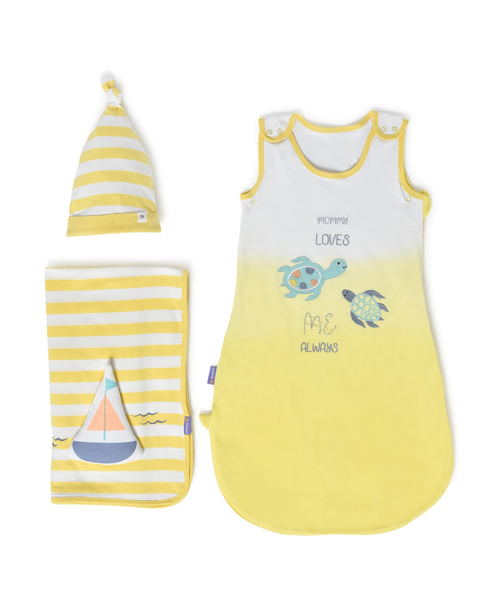 Mi Arcus 100% Cotton Bedding Gift Set – Pack of 3 (Sleepsuit, Blanket & Cap), Yellow, Suitable for 0-6 Months-image-35