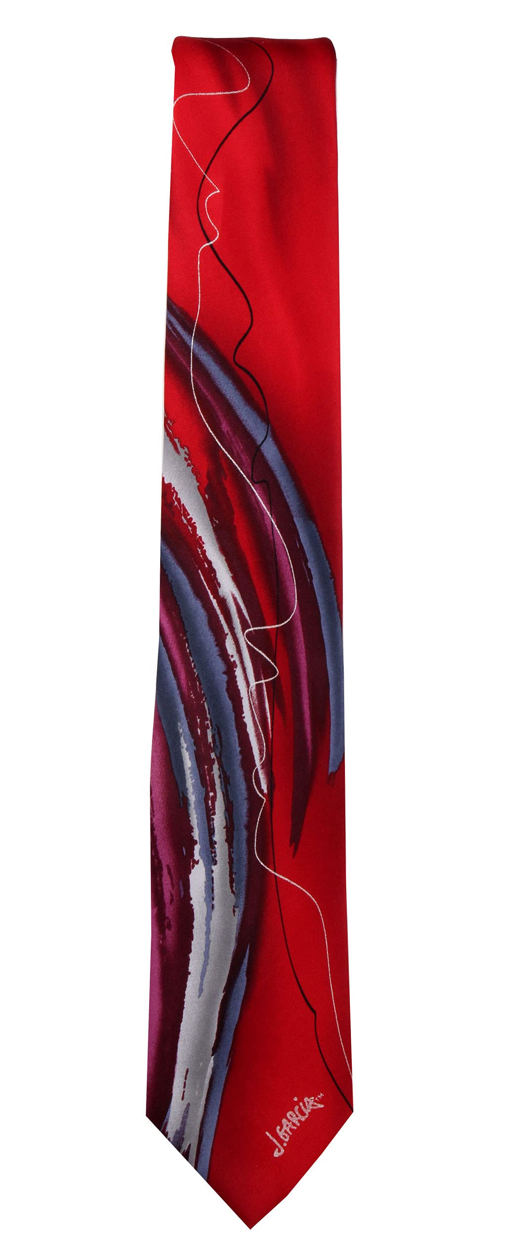Jerry Garcia Necktie in Red, Gray, Pink Jacquard - Men's Formal, Casual, Business Occasion