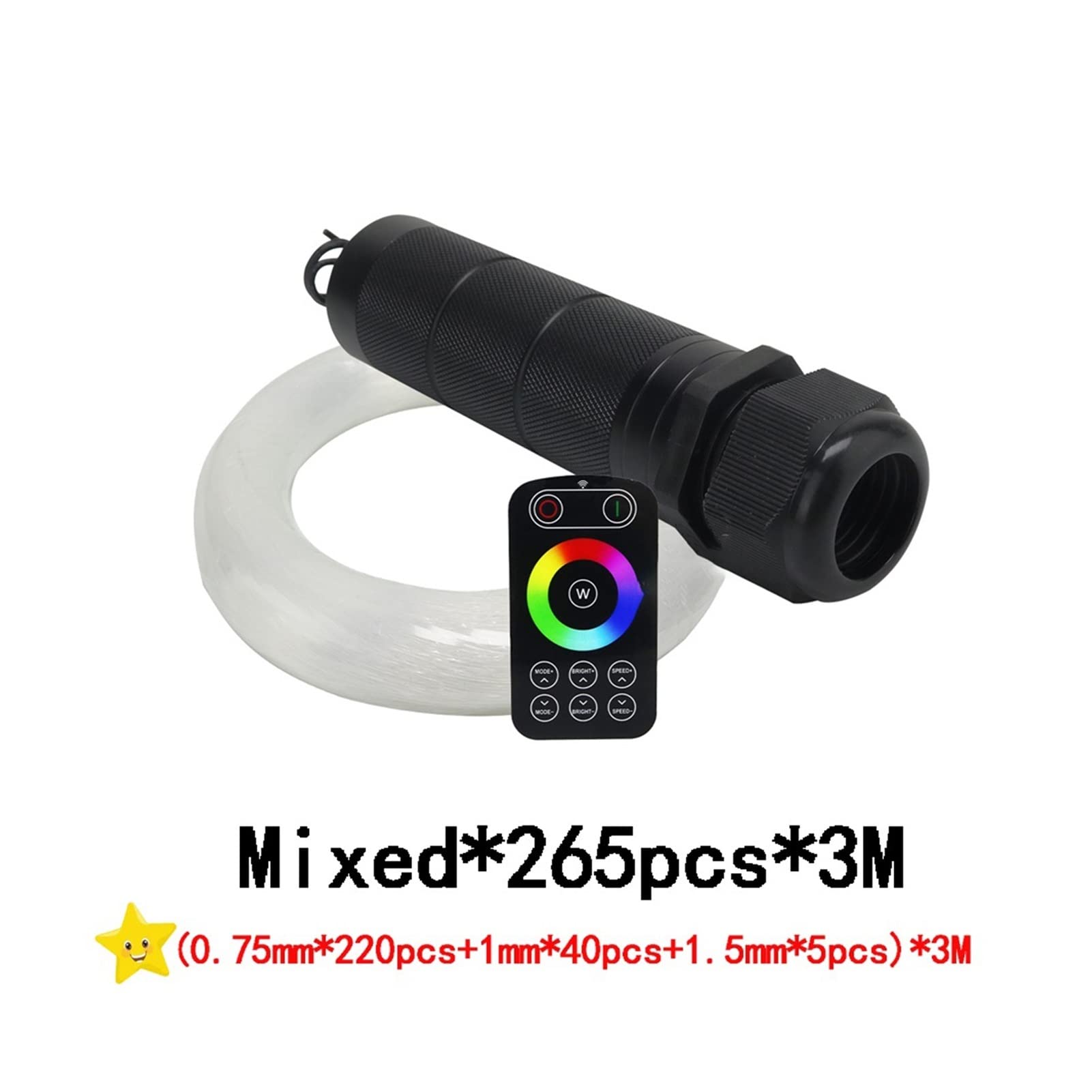 Dc12v 6w rgb Luces de estrella del techo coche DIRIGIÓ Kits luz fibra óptica mezclado380-460pcs con toque RF Alta Eficiencia(0.75mm 200pcs 2m)