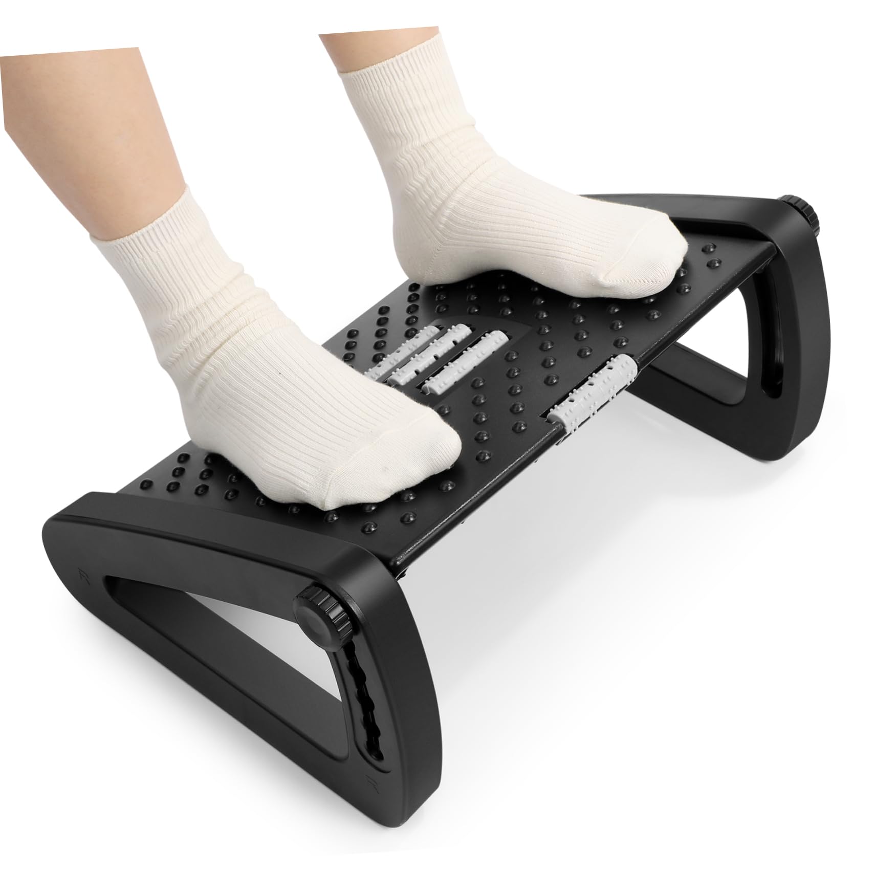 Reposapiés Ergonómico Negro Ajustable para Oficina y Hogar