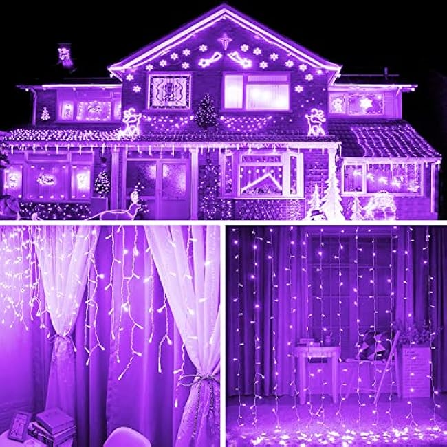 String Lights, 2 Pack Battery Operated String Lights with Remote Timer Waterproof 8 Modes String Lights for Bedroom,Garden,Party,Xmas Tree Indoor Outdoor Decorations (Purple, 36)