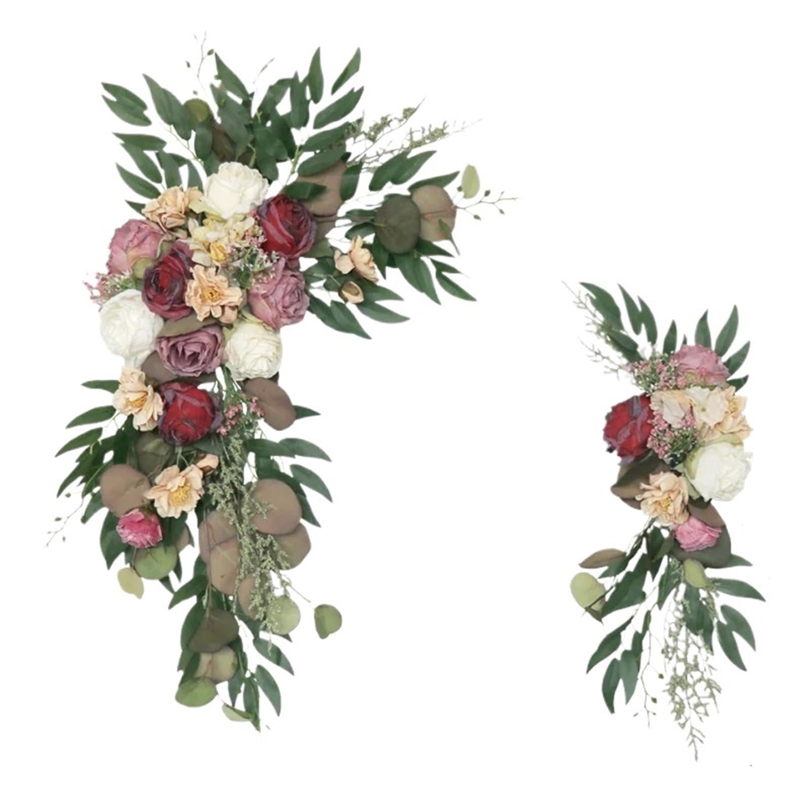 Zymjzbetic Artificial Wedding Arch Flowers Kit 2pcs Artificial Wedding Arch Flowers Rose Party Garland Ceremony Flower Backdrop Decoration Fake(J)