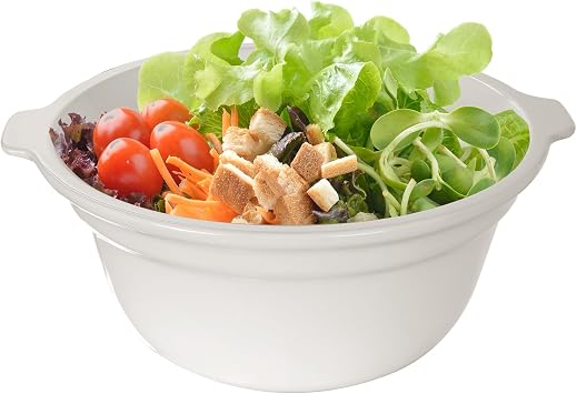 Zing Ceramic Mixing Bowls for Kitchen 5 Qt, Large Salad Bowl, Colorful Vibrant Nesting Bowls for Cooking, Baking, Prepping, Serving, Salad, Housewarming Gift, Microwave Dishwasher Safe, White