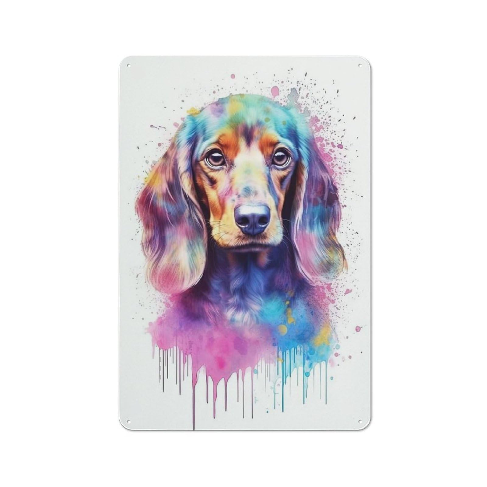 Junmoney Style-4 Baby Dachshund Puppy Dog Retro Tin Wall Plaque 30X20cm For Garage Or Workshop, A Metal Wall Feature For Garages And Tool Rooms
