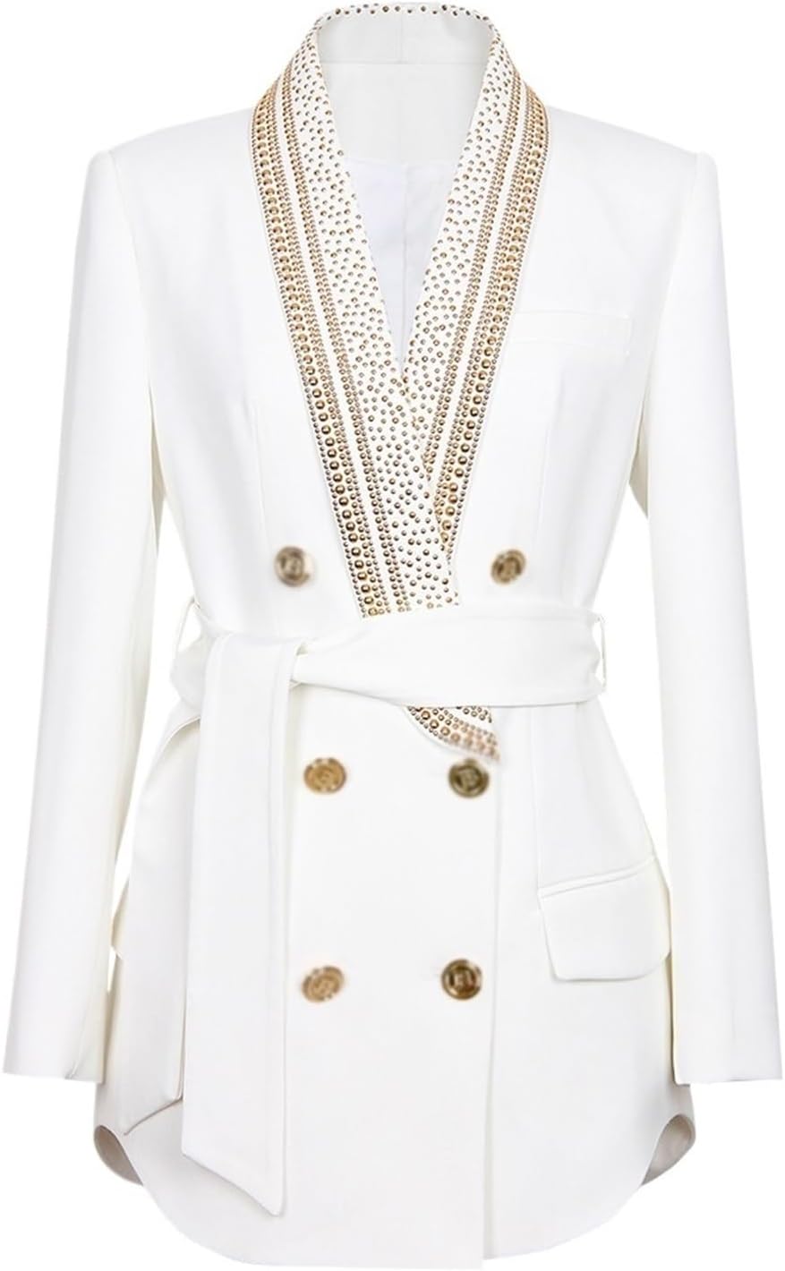 Mid-length Women's With Waist Tie Jacket Outerwear Brings Out Your Intellectual Beauty