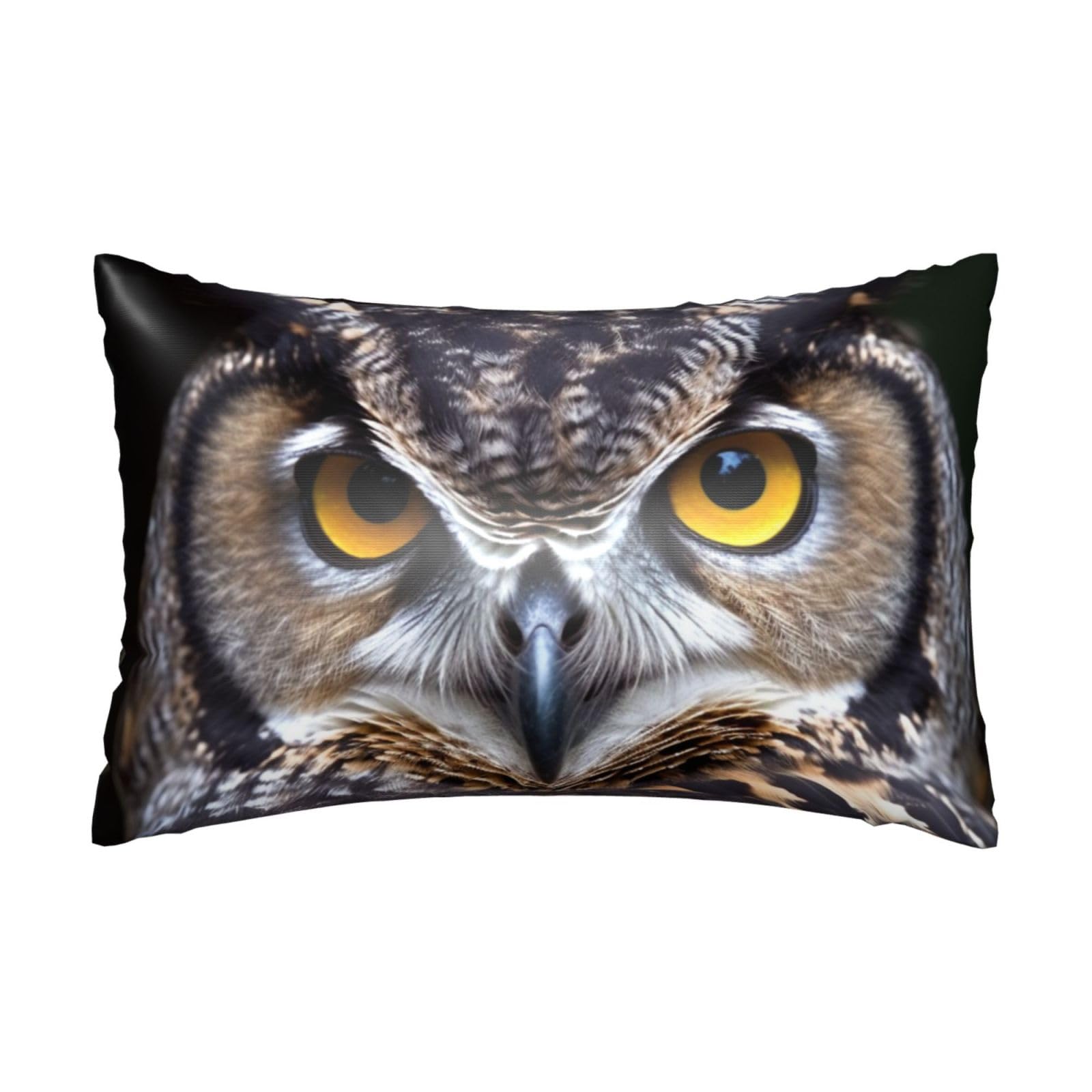 Satin Pillowcase for Hair and Skin, Yellow Eyed owl Pillow Case Queen Size 20x30 Inches, Cooling Silky Pillowcases with Zipper Ultra Smooth and Soft Pillow Cover for Sleeping