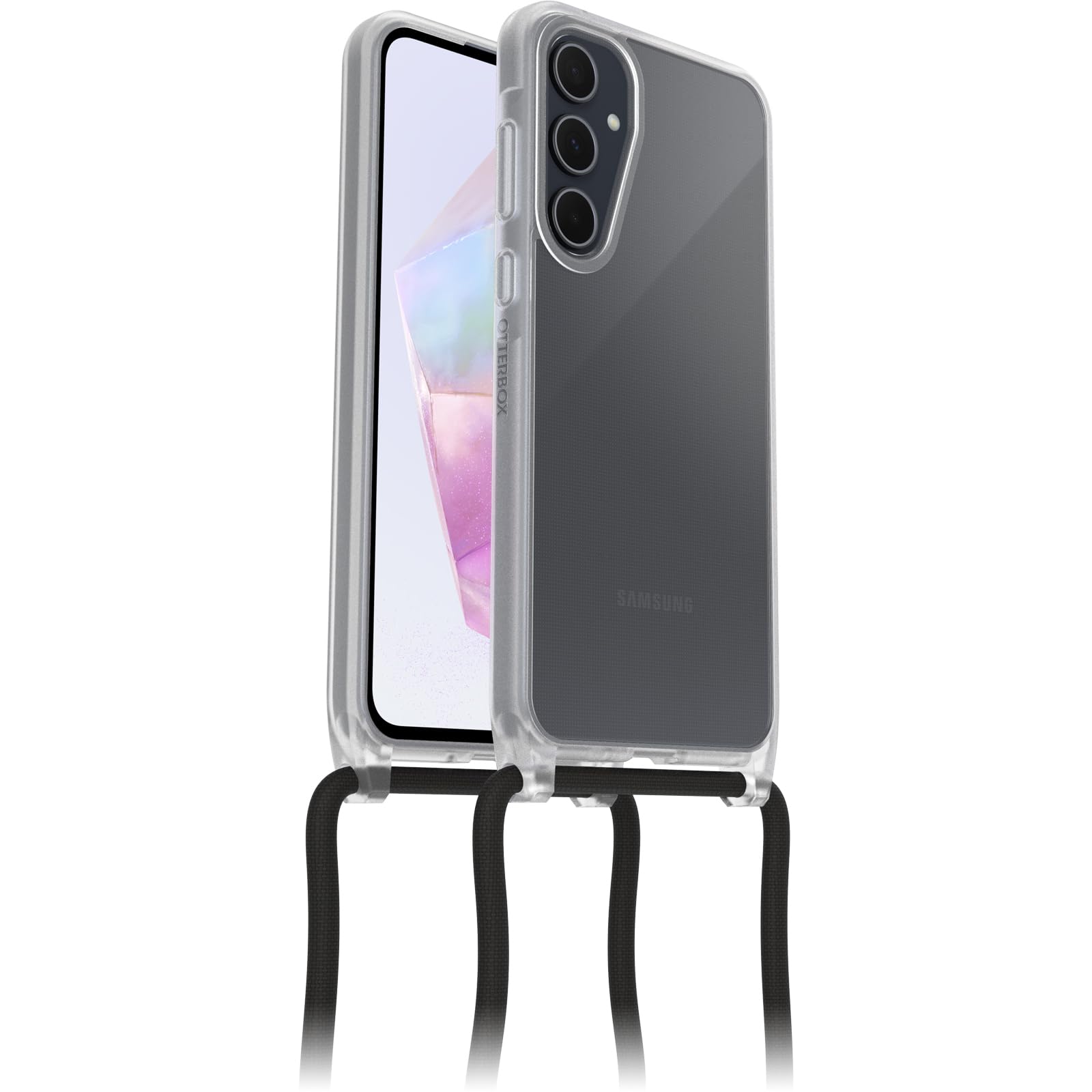 OtterBox Cover React Necklace per Samsung Galaxy A35 5G, resistente a shock con cordino a collana, adattabile e intercambiabile, testata a norme MIL STD 810G, Trasparente - Senza Retail Package