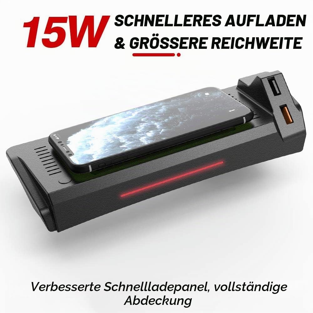Braveking1 Kabelloses Ladegerät Auto für Audi A4 2019-2021 A5 2020 2021 S4 S5 2021 RS4 RS5 2019 2021 Center Console-Zubehörfeld, 15W Qi Wireless Schnell-ladegerät mit QC3.0 USB für iPhone Samsung