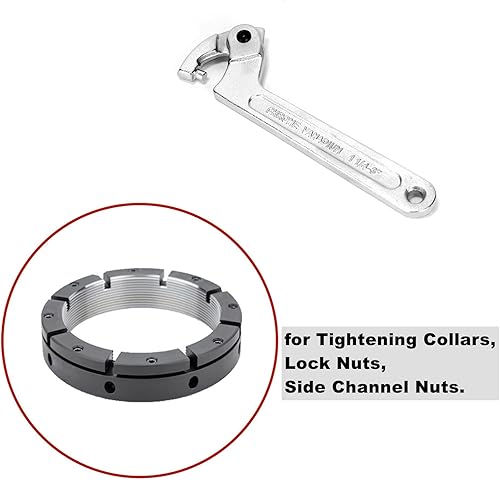 Miniatura 5 de Llave de gancho de cabeza redonda ajustable de 34-2 pulgadas (0.748-2.008 in), cromo vanadio para apretar collares, tuercas de bloqueo, tuercas de