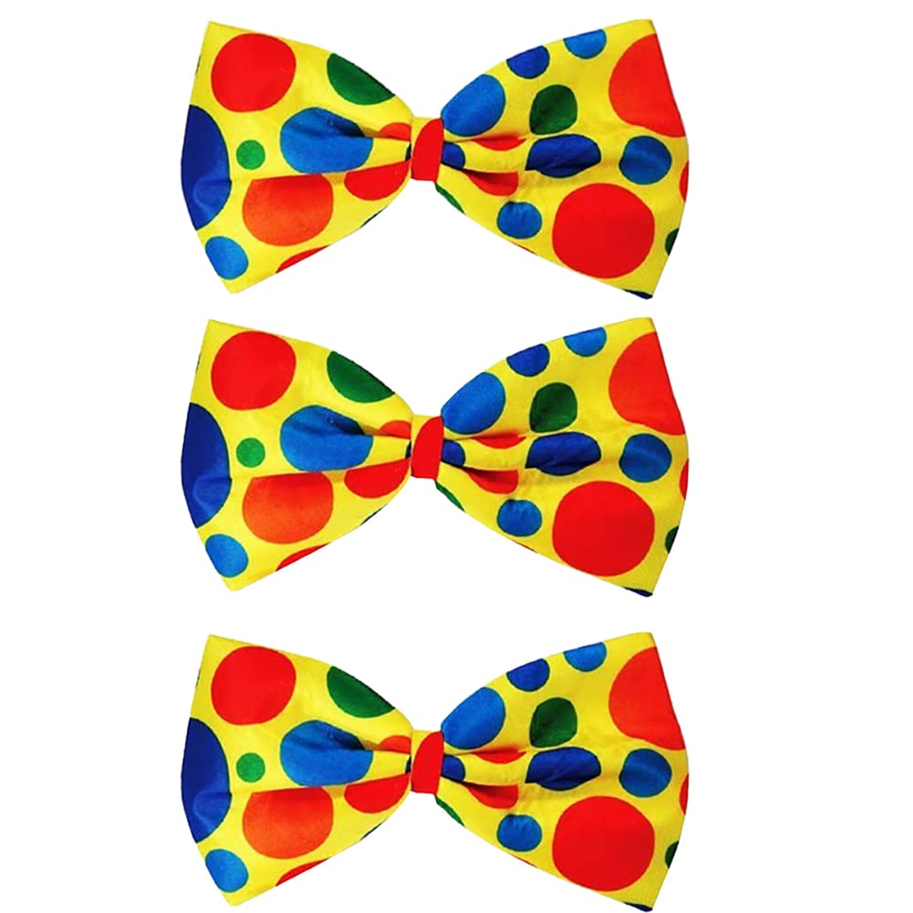 3 Pcs Jumbo Bowties Polka Dots Tie Circus Ties Clown Costume Props Funny Fancy Dress Accessories