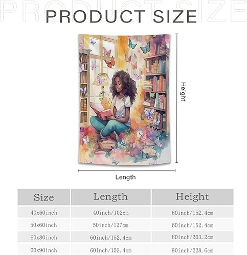 Miniatura 9 de Conank Tapiz de lectura para niñas afroamericanas, arte de pared para niñas afroamericanas, libros de lectura, decoración estética, tapices