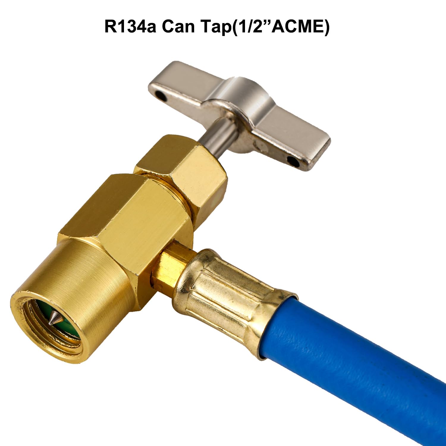 Greluma 1 PC Tubo di carica del refrigerante AC R134A, valvola di erogazione del rubinetto apriscatole Acme da 1/2" e tubo di ricarica con manometro, adatto per il refrigerante dell'aria condizionata