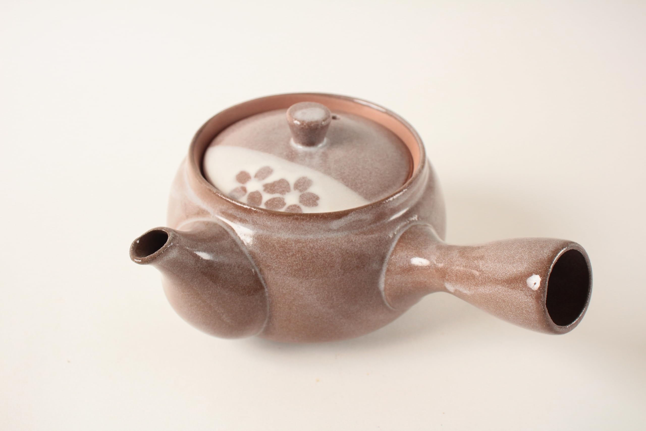 Mino ware SYK004 Théière japonaise en poterie japonaise Motif fleurs de prunier Marron roux avec infuseur Fabriqué au Japon (Import Allemagne)
