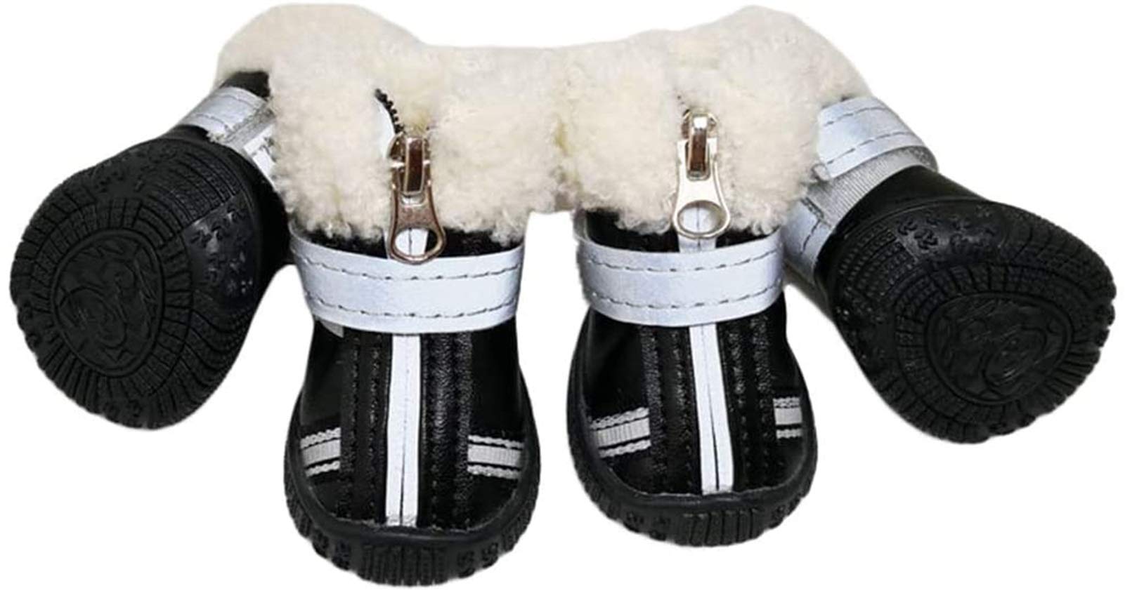 DHGTEP Dog Snow Boots Anti-Slip Boots, Waterproof Plush Thermal Booties Reflective Paw Protector Nonslip Paw Care Boots Paw Protector for Small Dogs (Color : Black, Size : X-Large)