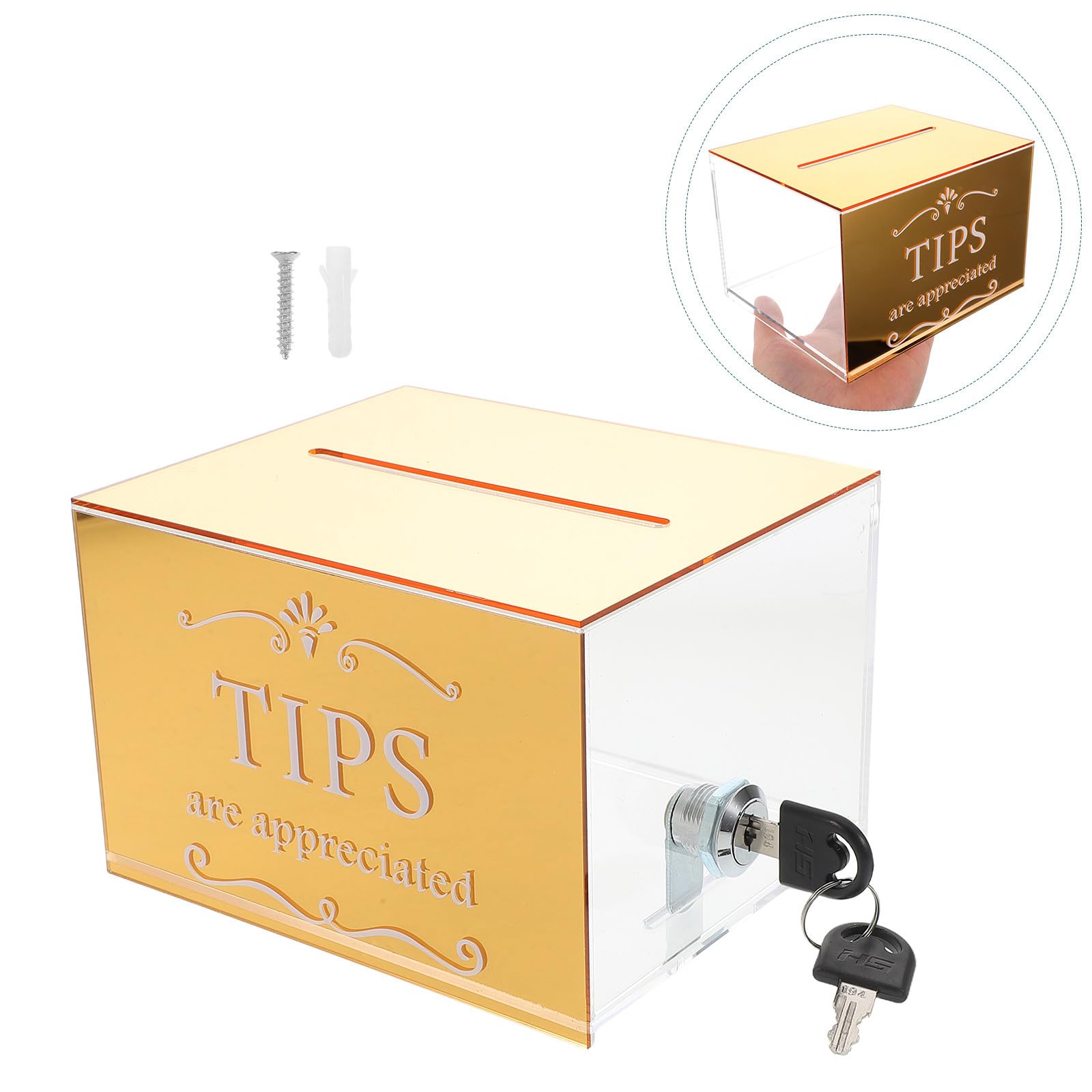 Caja de Sugerencias con Acrílico Dorado de Cerradura