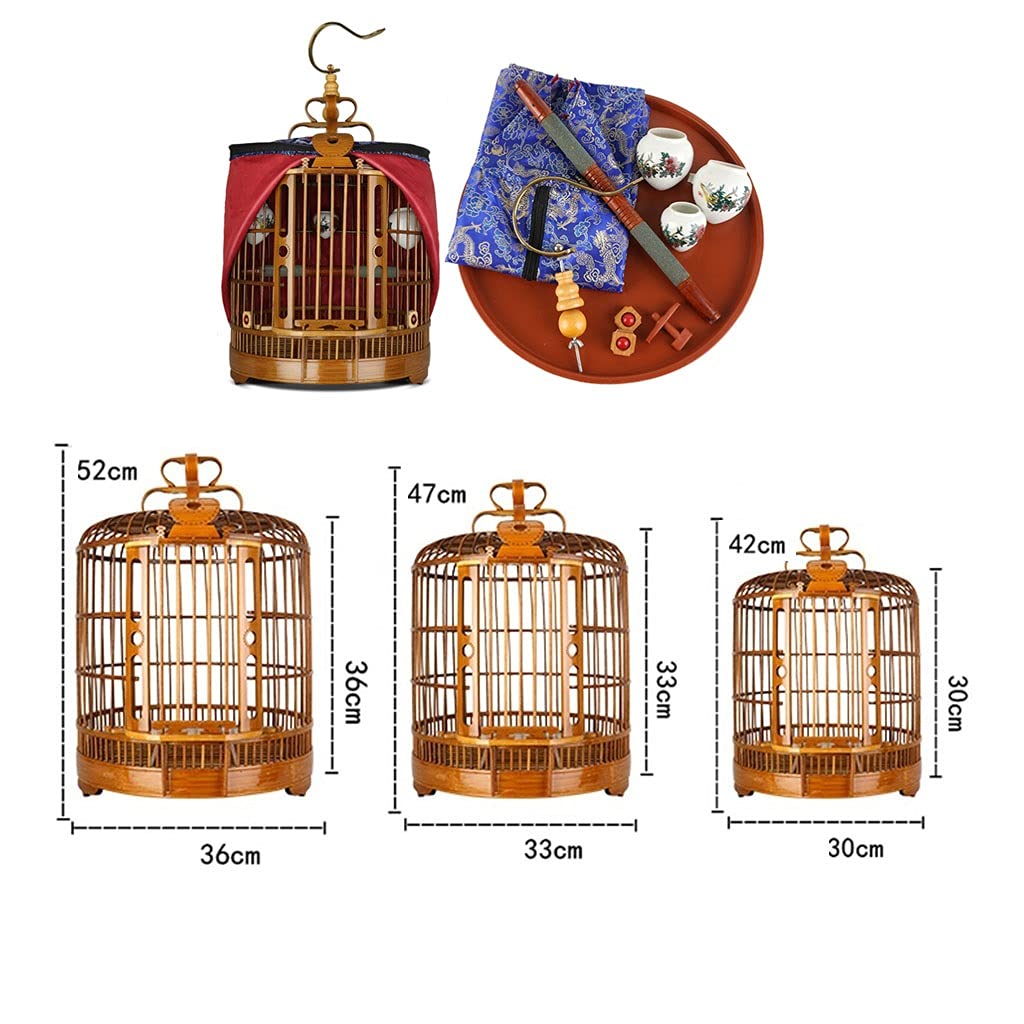 PHSP Jaula para pájaros de la Cultura Jaula para pájaros pequeña para Colgar Jaula para pájaros para Mascotas Jaula para pájaros de bambú, Adecuada para pájaros pequeños como Canarios