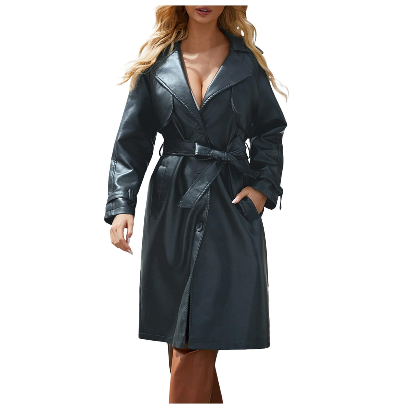 Generisch Giacca da donna 2027 finta pelle scamosciata con frange per moto, pantaloncini da donna chic (Sky Blue, M)