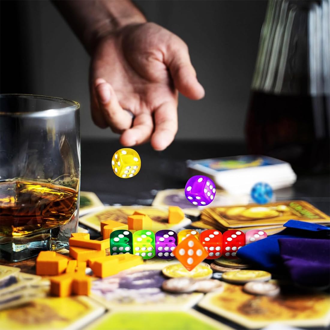 Juego de 10 cubos de colores, 6 lados, transparentes, 16 mm, dados estándar, multicolor, para Juegos de Dados, Juegos de Mesa, Enseñanza de Matemática, Regalos