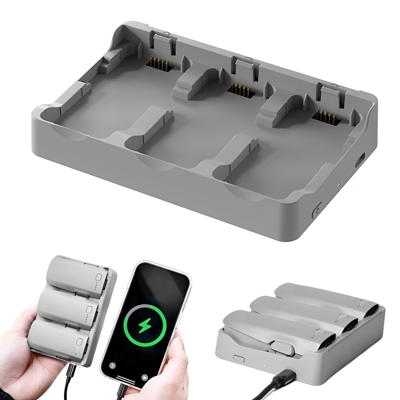 Two-Way Charging Hub for DJI Neo 2 Battery, 65W Battery Charger with USB-C Charge Cable, Fast Charge 3 Batteries Drone Accessories
