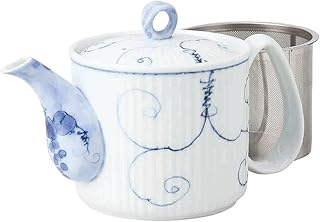 西海陶器 波佐見焼 軽量ポット (大) 唐草ぶどう柄 (スーパーステンレス茶こし付) 12740