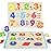 GRINNNIE Wooden Montessori Toddler Puzzles for 3 4 5 Years Old, 3 Pcs (Number, Letter, Shape) Kids Preschool Educational Peg Puzzle Set