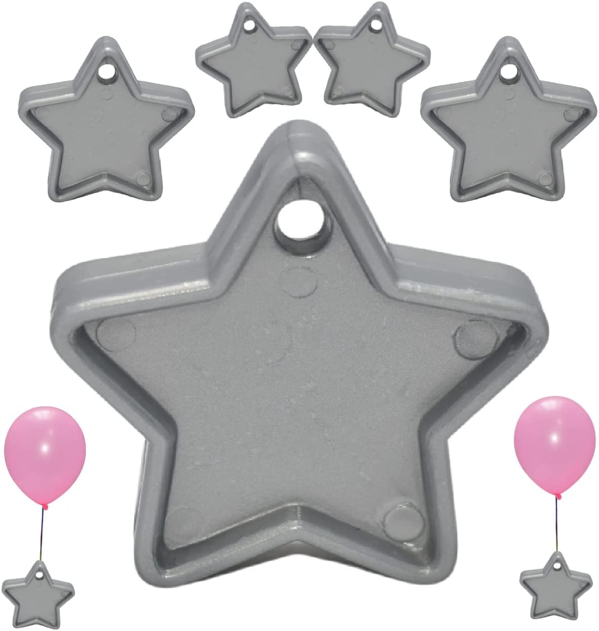 Godfather Star Shaped Balloon Weight Plastic Balloons Weights Reusable Helium Colorful Balloon Weights for Parties Birthday Celebration Decoration (Silver, Pack of 6)