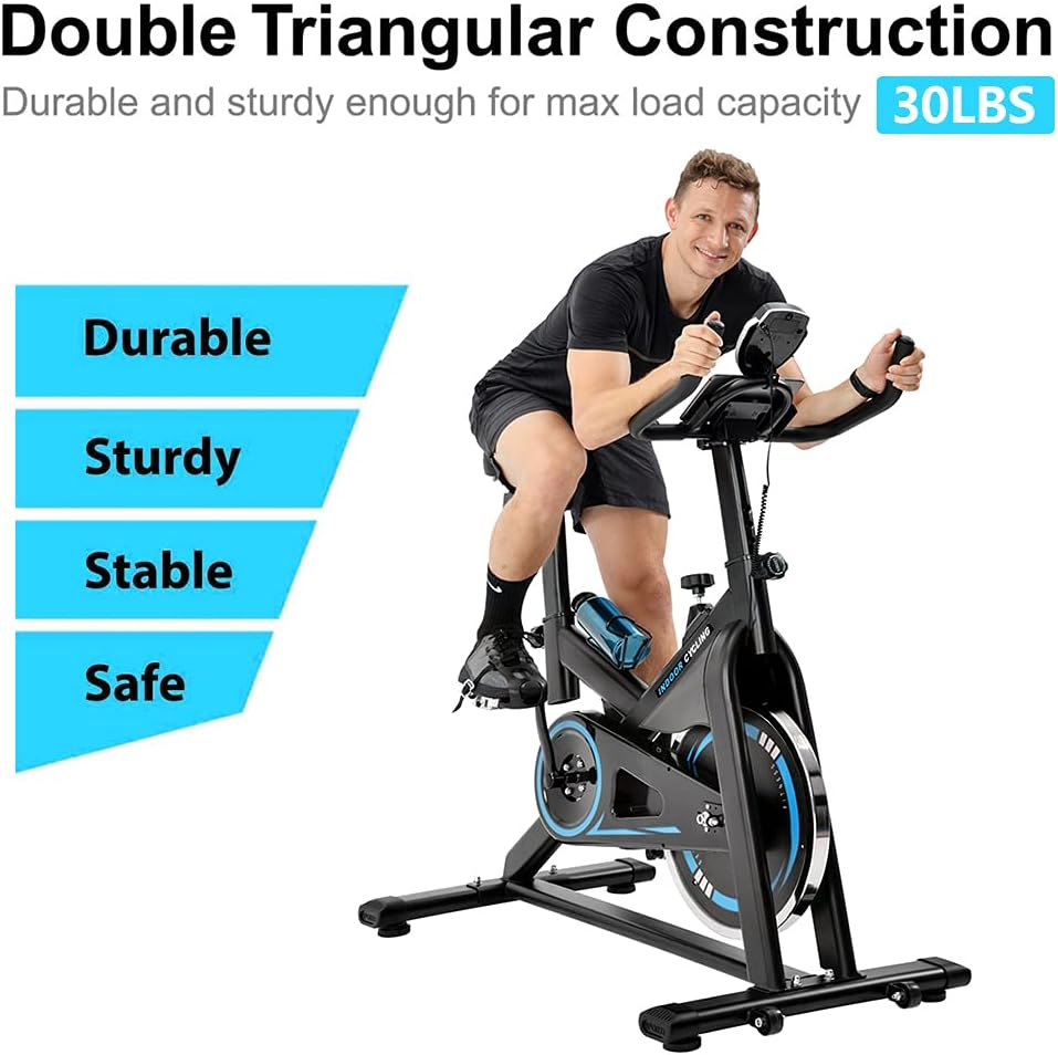 YAGOSODEE Indoor Cycling Bike Stationary Professional Indoor Bike Spin Excerise Stationary Cadence Sensor Flywheel Silent Belt Drive Indoor Bike with Leather Resistance Pad : Sports & Outdoors