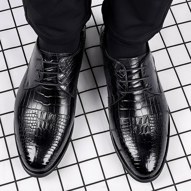 Men's Classic Modern Formal Oxford Wingtip Lace Up Dress Shoes Classic Lace-up Formal Tuxedo Shoes Anti-Slip Low Top Non Slip Prom Black Dress Shoes3