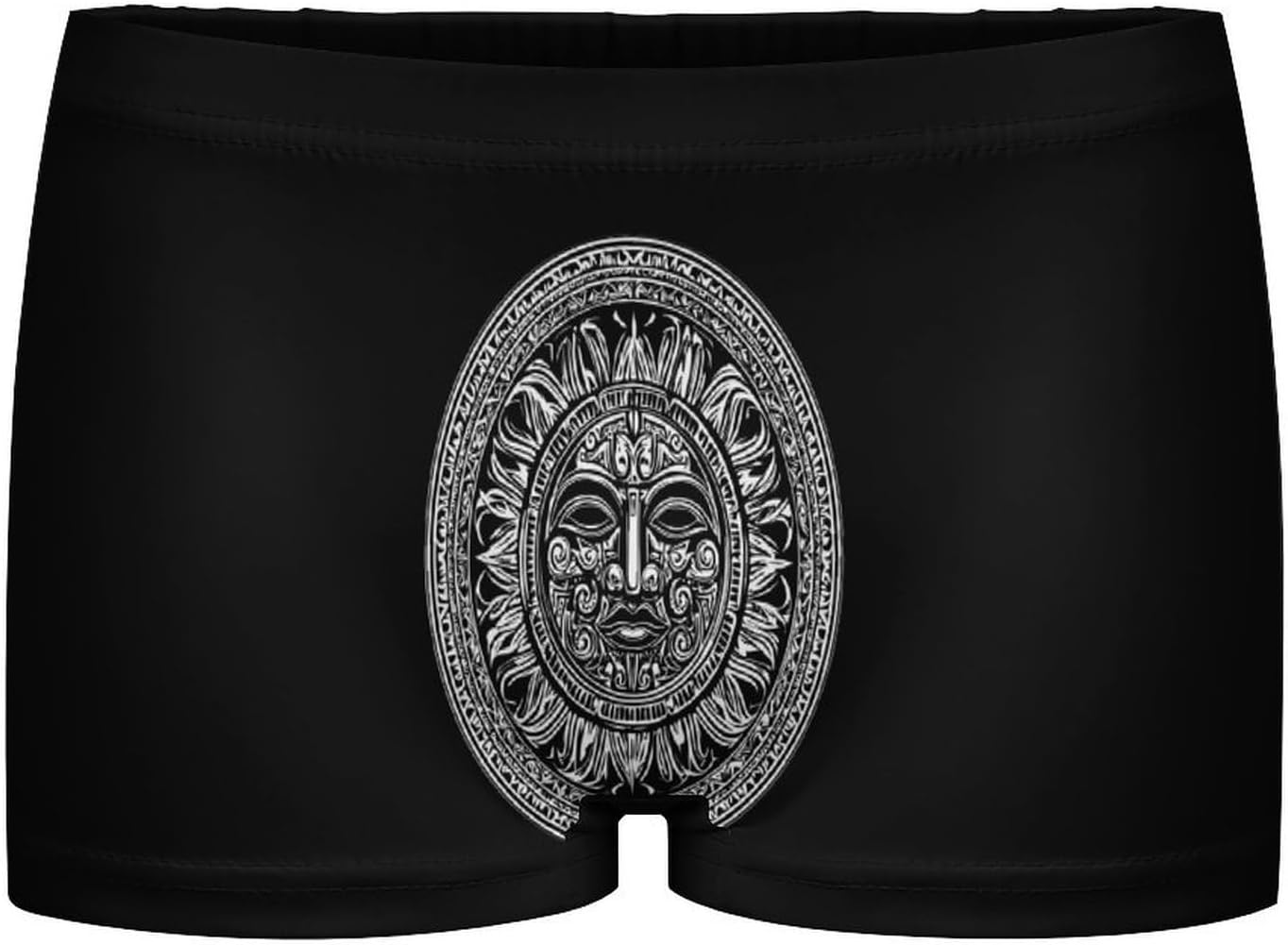 Polynesian Tattoo with Maori Face Fashion Women's Boxer Briefs Breathable Underpants Trunks Stretch Underwear
