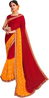 LAXMIPATI MANGNI LP-5591 Red Chiffon BANDHANI SAREE BY SANSKAR SAREES