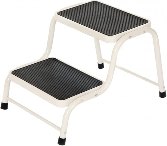 Oypla Double Caravan Step Stool Steel Non Slip Rubber Tread Safety