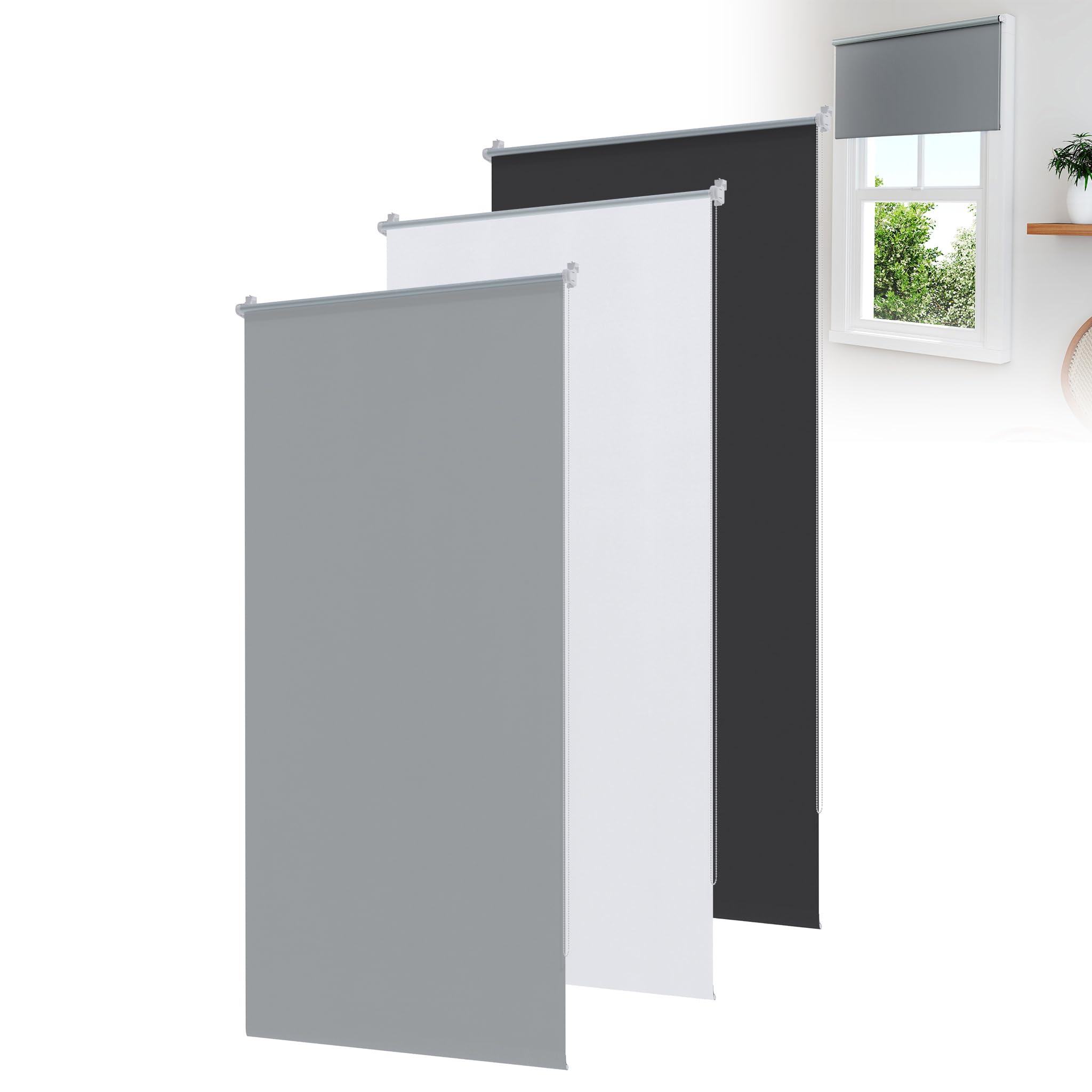 TATIVALO Verdunkelungsrollo Klemmfix Klemmrollo | Thermorollo ohne Bohren mit blickdichtem Stoff als Sonnenschutz, Hitzeschutz und Sichtschutz für Fenster, Türen und Wohnräume