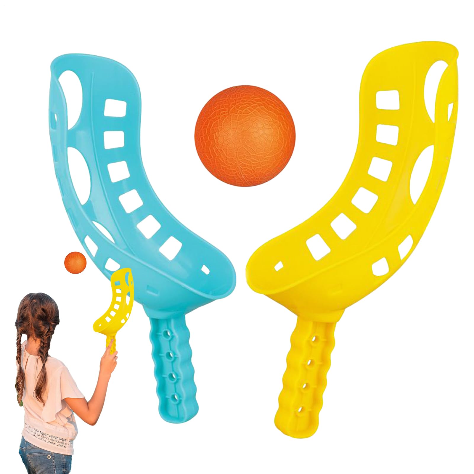 Scoop Ball Game, Fun Portable Interactive Educational, Scoop And Ball Racket Game, Beach Lawn Yard Backyard Garden Patio Grassland, Outdoor Toy for Kids Adults Family Play, Durable