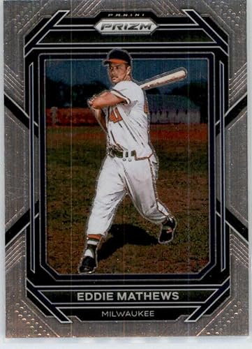 2023 Panini Prizm #280 Eddie Mathews Milwaukee Braves Baseball Card in Raw (NM or Better) Condition