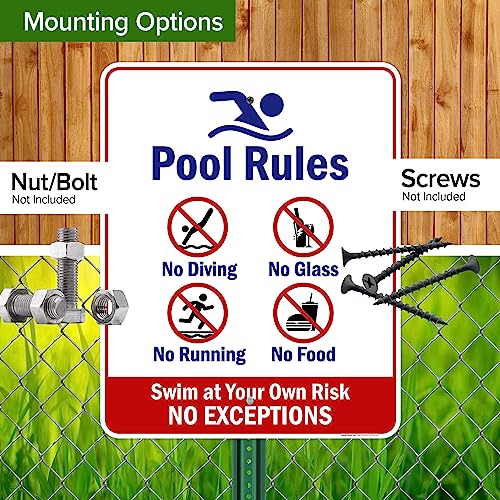 Señal de piscina Swim at Your Own Risk 24x30 pulgadas miniatura 5