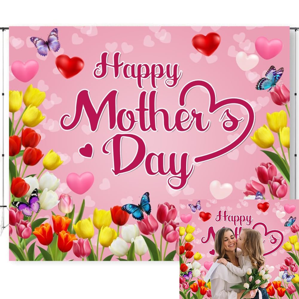 Fondali per la festa della mamma per la fotografia, 3 x 2,4 m, garofano, fiori floreali, felice festa della mamma, sfondo rosa, floreale, festa della mamma, decorazioni per feste,
