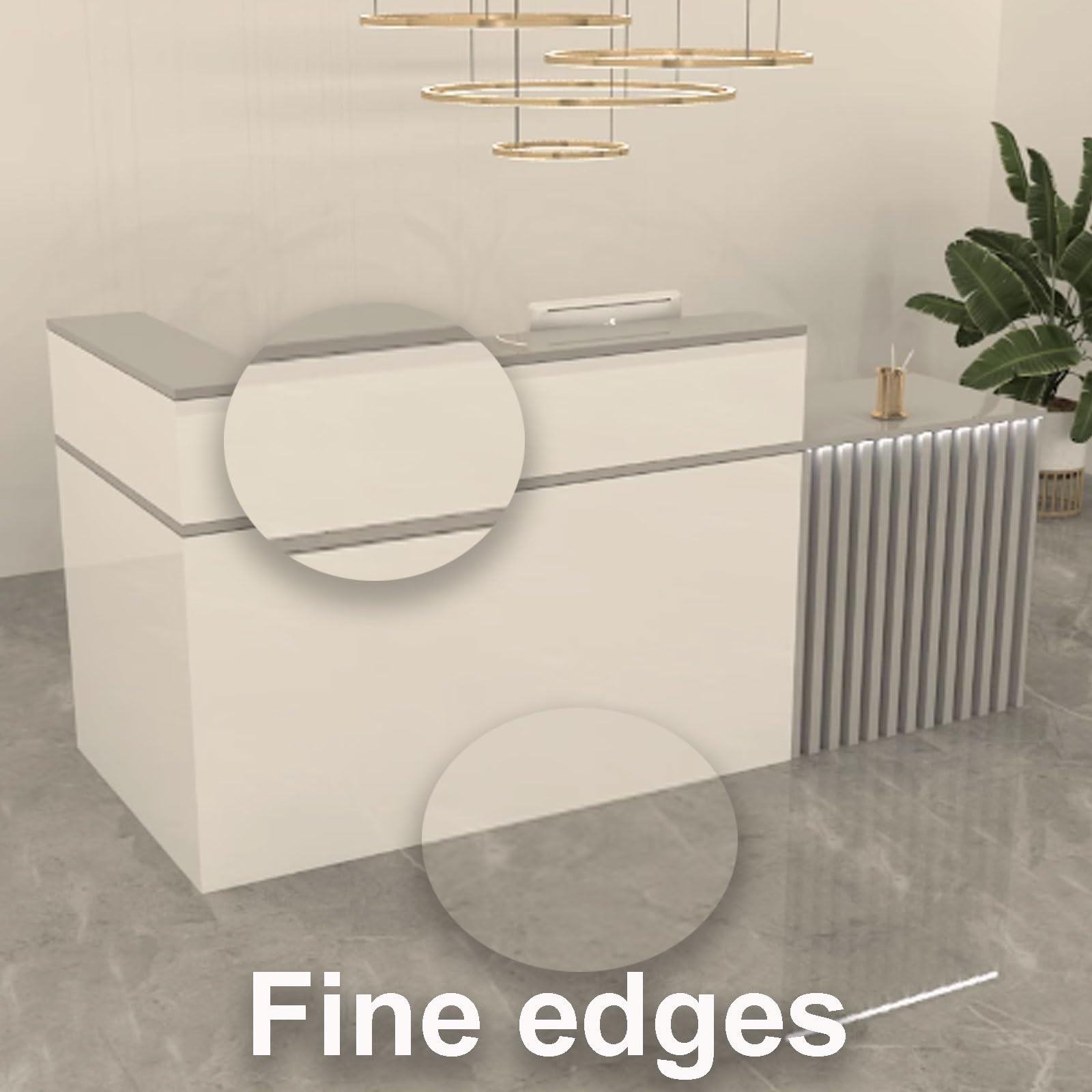 Empfangstheke Tresen Rezeption, Empfangstresen für Praxis, Reception Desk Salon, Reception Theke für Friseursalons, Supermärkte, Schönheitssalons(White+Natural,140cm)