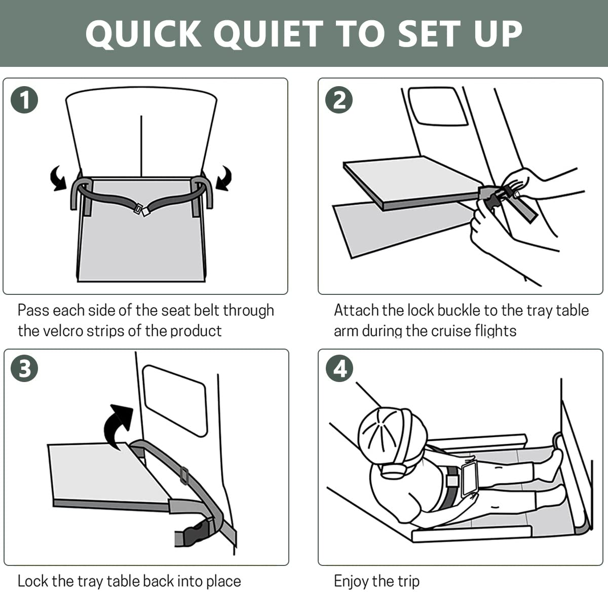 HASTHIP® Airplane Footrest for Kids, Toddler Travel Bed, Airplane Foot Hammock for Baby with Anti-Slip Design, Airplane Seat Extender for Kids, Portable Airplane Travel Accessories, 79 * 44cm (Grey) 1