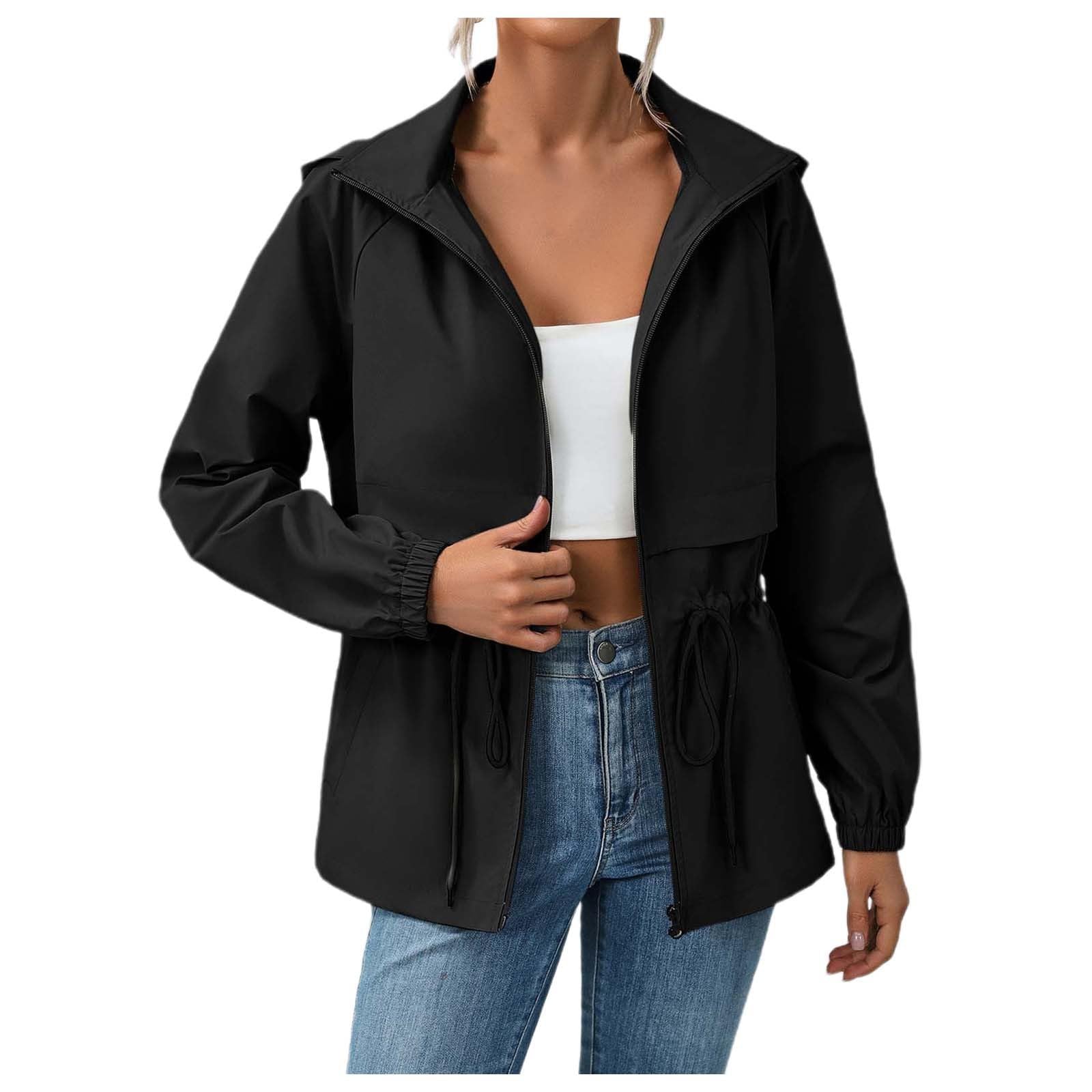 Genérico Chaqueta Mujer-Chaqueta De Senderismo Al Aire Libre Con Capucha Impermeable Transpirable Para Senderismo Y Ocio Abrigo Cortavientos De Longitud Media